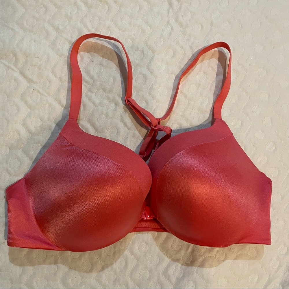 Victoria’s Secret Coral Razorback Bra 34B Front Clasp Closure Stretchy Comfort